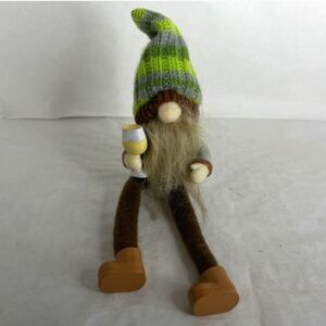 Ganz Happy Hour Gnome Shelf Sitter Wine/ Beer/ Bar with Dangling Legs NEW NWT